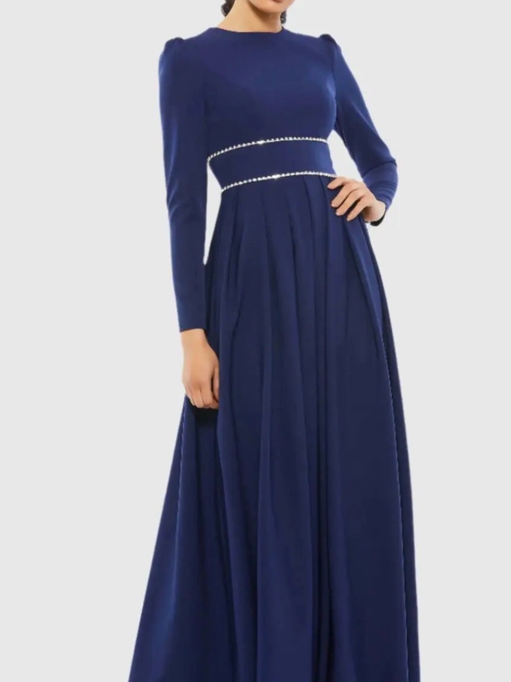 Ieena For Mac Duggal A-line Rhinestone Waist Mindnight Blue Size 6